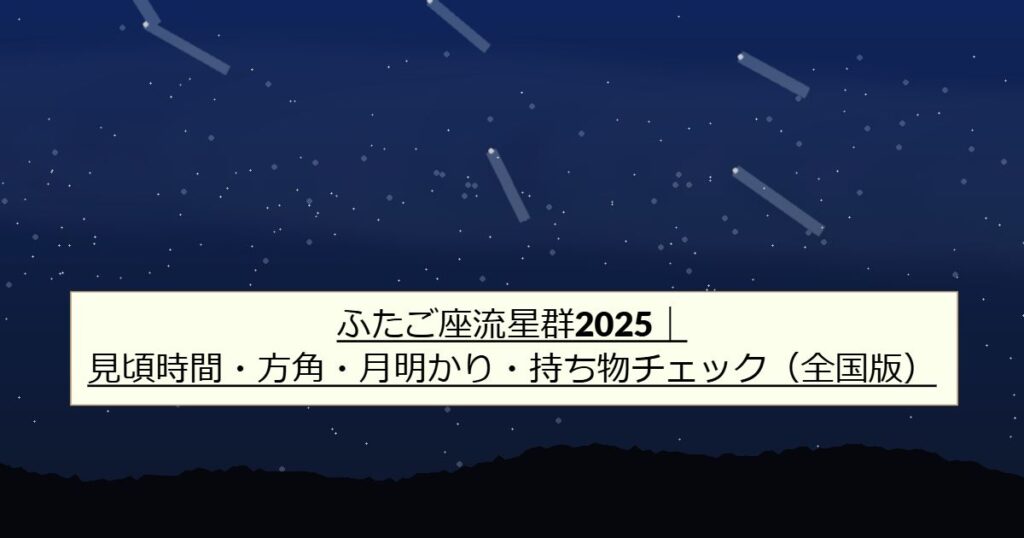 濃紺の夜空に流星と天の川が走るサムネイル。下部に丘のシルエット。